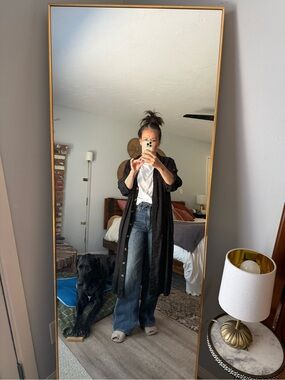 XL Time and Tru Long Black Button-Front Duster Coat